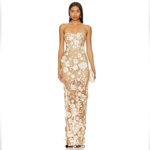 Bronx and Banco Elegant Floral Strapless Dress